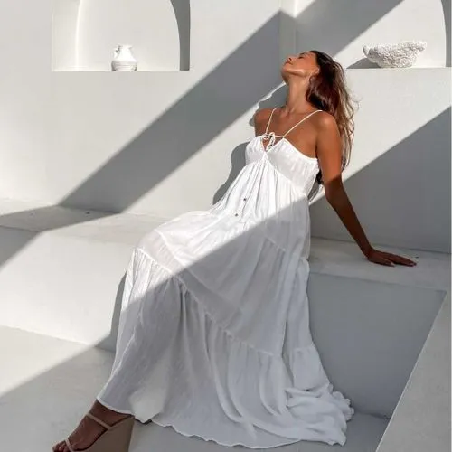 Women's Regular Dress Elegant Strap Sleeveless Solid Color Maxi Long Dress Daily