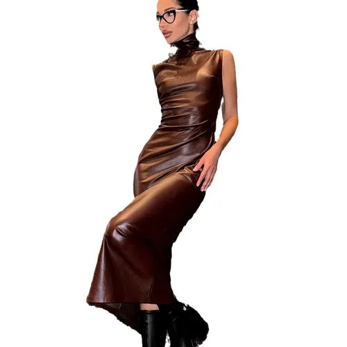 Women's Sheath Dress Sexy Streetwear Turtleneck Sleeveless Solid Color Midi Dress Holiday Bar