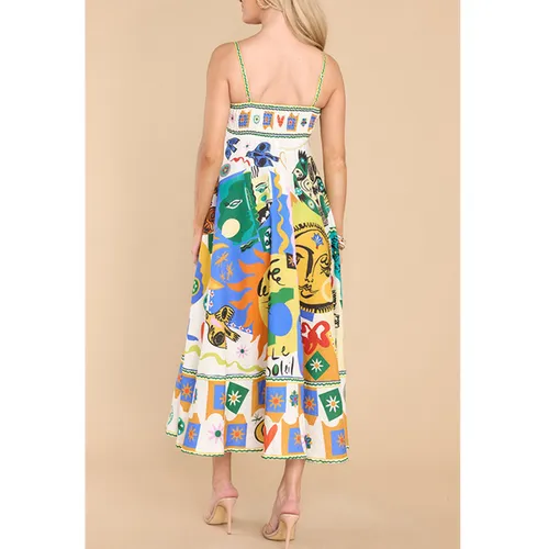 Women's Swing Dress Vacation Strap Sleeveless Graffiti Midi Dress Holiday Daily