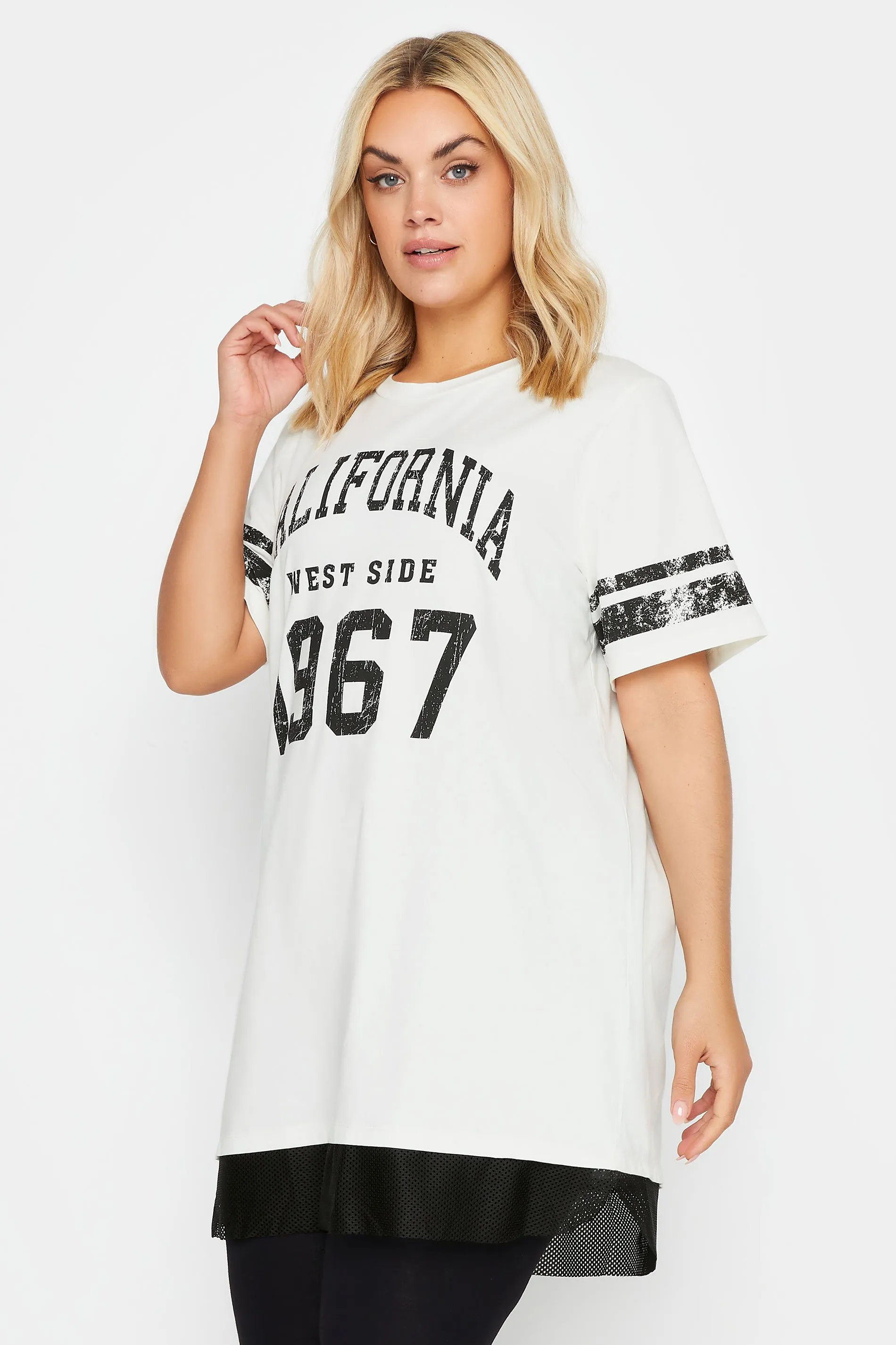 YOURS Curve White 'California'  Print Varsity Top