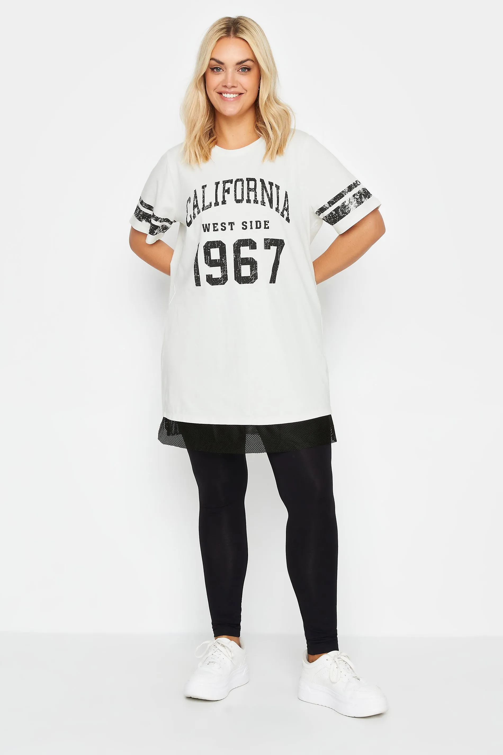 YOURS Curve White 'California'  Print Varsity Top