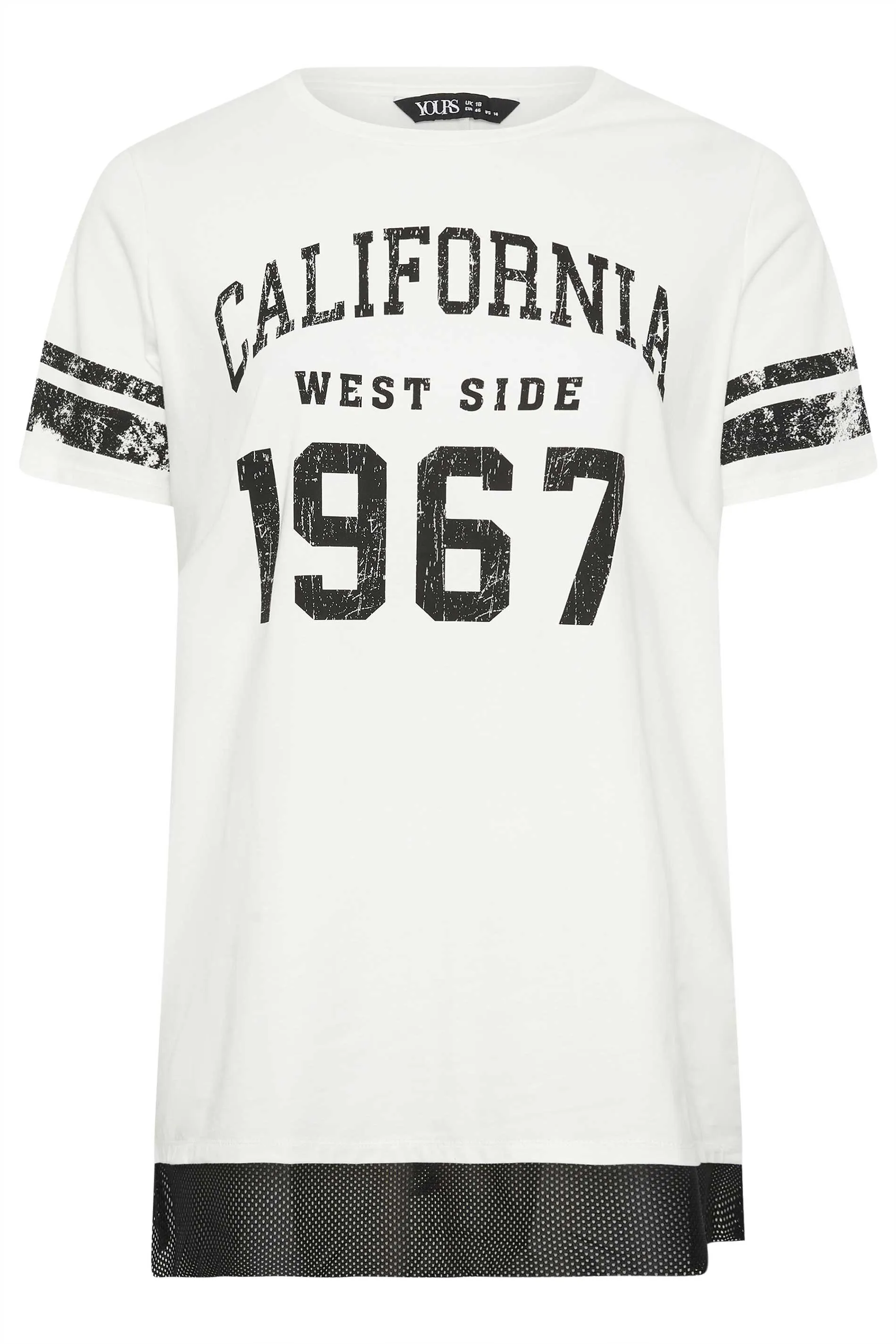 YOURS Curve White 'California'  Print Varsity Top