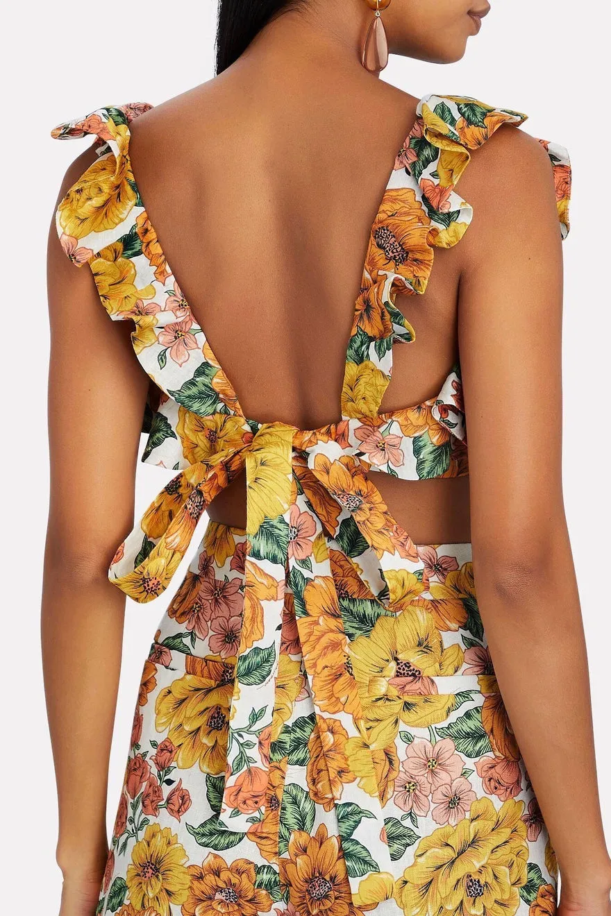 ----Zimmermann   ----Poppy Frill Neck Crop Top - Sunshine Floral ---